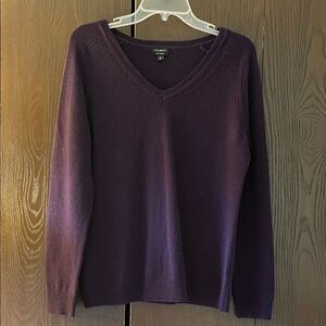 Talbot’s long sleeved, V necked 100% cashmere purple sweater. Size Medium.